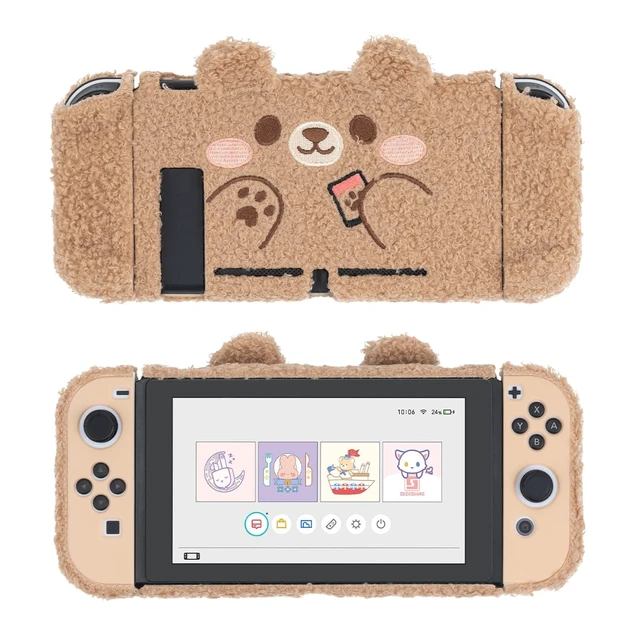 Alt view image 8 of 14 - Cute Plush Protective Case Cover Compatible with Nintendo Switch and Joy Con- Shock-Absorption and Anti-Scratch - Plush Bear