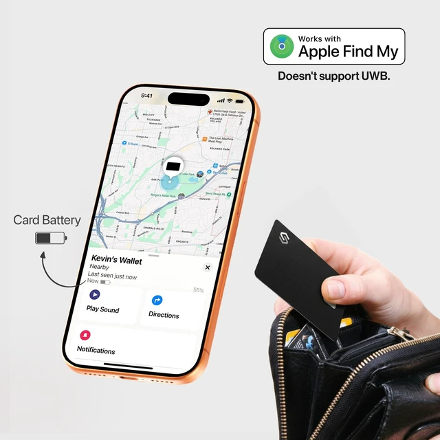 Alt view image 10 of 14 - Apple MFi Certified Wallet Tracker PRO Works with Apple Find My IP68 Rechargeable Tracking Card for Wallet Luggage Passport 0.07in Slim Credit Card Design Item Finder