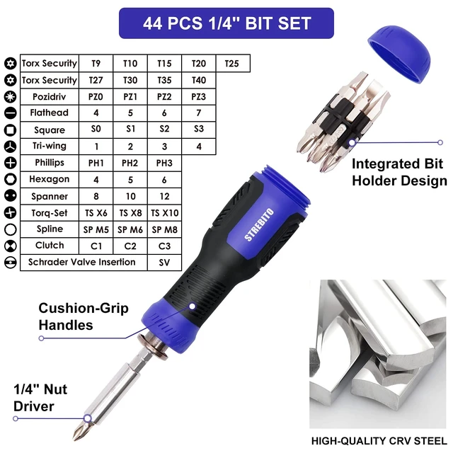 Alt view image 9 of 14 - Precision Screwdriver Set 191-Piece Multi-Bit Screwdriver 1/4 Inch Nut Driver Home Improvement Tool Electronic Repair Kit for Computer, iPhone, Laptop, PC, Cell Phone, PS4, Xbox, Nintendo