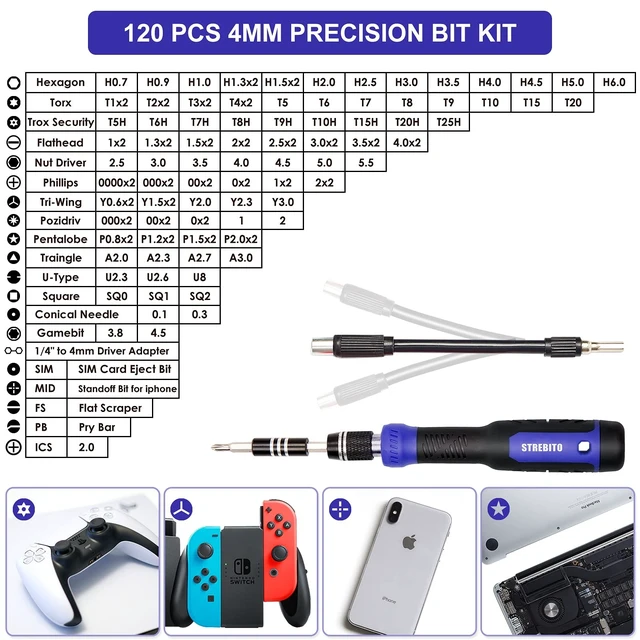 Alt view image 10 of 14 - Precision Screwdriver Set 191-Piece Multi-Bit Screwdriver 1/4 Inch Nut Driver Home Improvement Tool Electronic Repair Kit for Computer, iPhone, Laptop, PC, Cell Phone, PS4, Xbox, Nintendo
