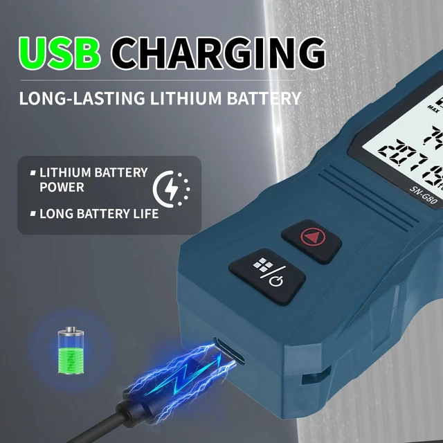 Alt view image 11 of 14 - Mini Green Laser Distance Meter 262Ft Rechargeable Digital Measuring Tool with USB Type-C, Area/Volume Modes, Max/Min, ±3mm Accuracy, Pocket-Sized Compact Design