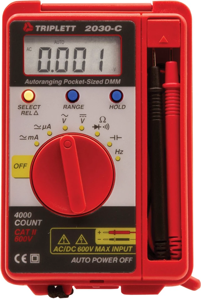 Alt view image 7 of 10 - 2030 Pocket-Sized 4000 Count Digital Multimeter - AC/DC Voltage, AC/DC Current, Resistance, Frequency, Capacitance, Continuity, and Diode Check