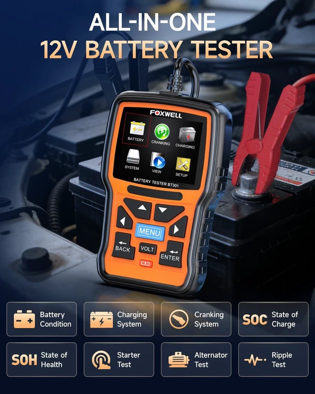 Alt view image 10 of 14 - BT301 12V Car Battery Tester, Battery Load Tester 100-2000CCA Automotive Battery Tester Digital Alternator Starter Tester Cranking Charging Tester for Car Marine Truck SUV ATV (Upgraded BT100)
