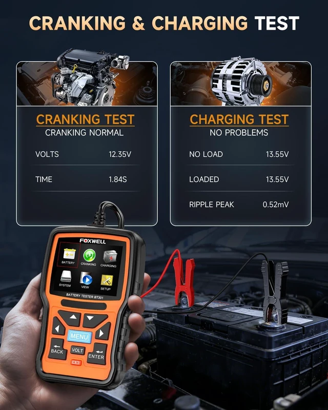 Alt view image 9 of 14 - BT301 12V Car Battery Tester, Battery Load Tester 100-2000CCA Automotive Battery Tester Digital Alternator Starter Tester Cranking Charging Tester for Car Marine Truck SUV ATV (Upgraded BT100)