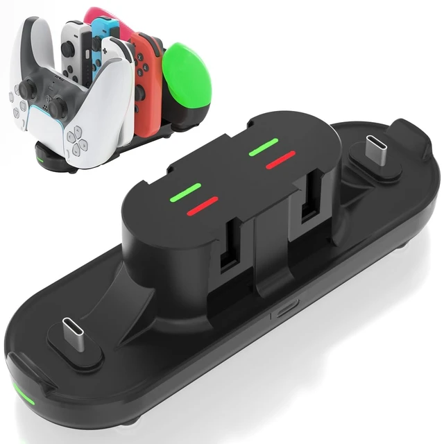 Alt view image 8 of 14 - Switch Controller Charger for Nintendo Switch, Charging Dock with JoyCon/Pro / PS5 Controller, Charger Station with LED Indicator and Charger Cable for JoyCons, 6 in 1 Nintendo Charging Dock