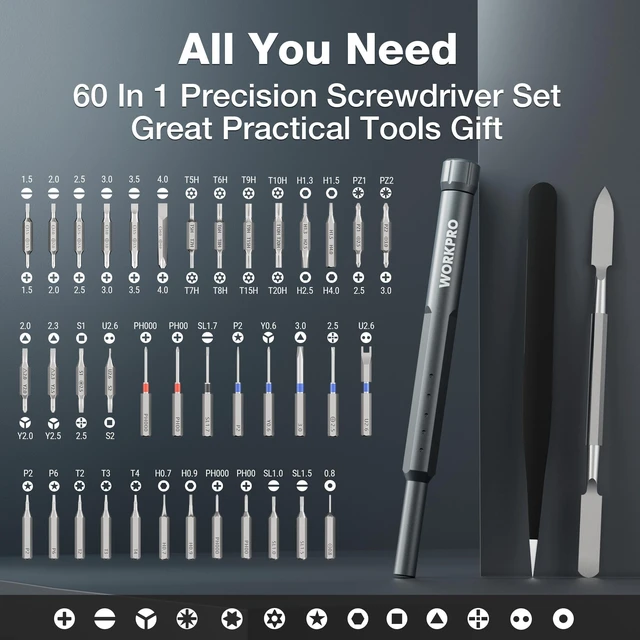 Alt view image 12 of 14 - 60-in-1 Precision Screwdriver Set with Pop-up Magnetic Case, Well-organized CRV Small Screwdrivers, 360°Spin Mini Screw Driver Kit for Electronics, Phone, Computer, PC, Watch, Eyeglass