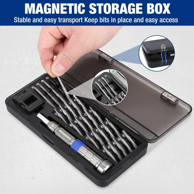 Alt view image 13 of 14 - 24 in 1 Small Screwdriver Set with Extendable Pole, Magnetic Mini Repair Tool Kit for Phone, Computer, Watch, Laptop, Macbook, Ring Doorbell, Eyeglass, Electronic