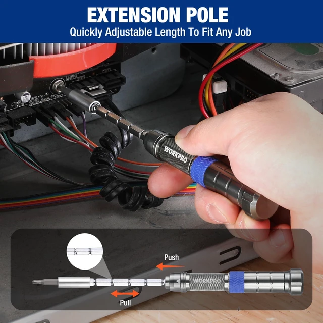 Alt view image 11 of 14 - 24 in 1 Small Screwdriver Set with Extendable Pole, Magnetic Mini Repair Tool Kit for Phone, Computer, Watch, Laptop, Macbook, Ring Doorbell, Eyeglass, Electronic