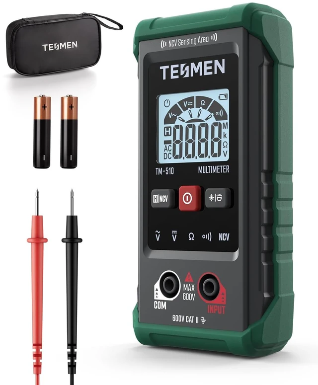 Alt view image 8 of 14 - TM-510 Digital Multimeter, 4000 Counts, Smart Measurement, Auto-Ranging Voltmeter; Voltage Tester with Non-Contact Voltage Function, Measures AC/DC Voltage, Resistance, Continuity Green
