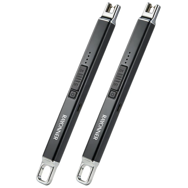 Alt view image 8 of 14 - Electric Candle Lighter USB Plasma Arc Windproof, 2 Pack, Black | Rechargeable, Hanging Hook, Windproof Flameless Igniter, For Camping Grill Home Decor Gifts