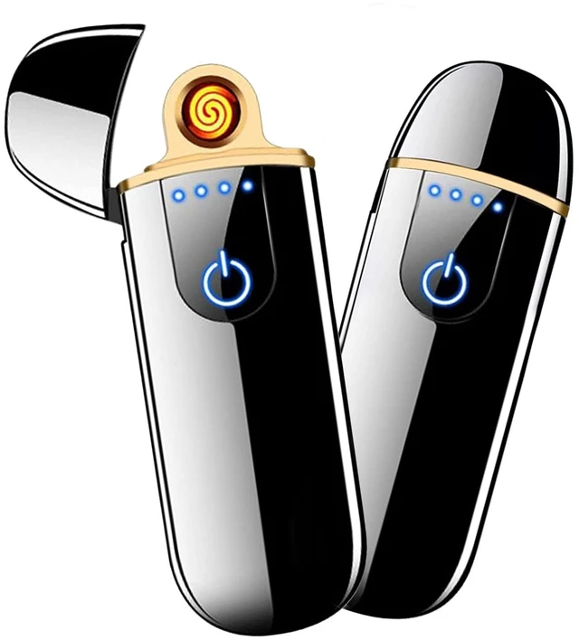 Alt view image 7 of 12 - Electric Lighter, Smart USB Rechargeable, Mini Touch Ignition Windproof Flameless Plasma Lighter with Battery Indicator for Men Father Gifts (Pure Black)