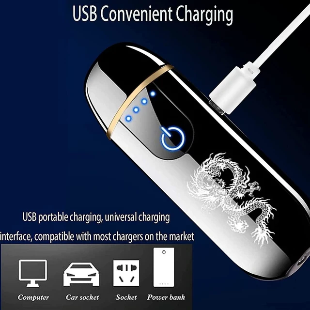 Alt view image 8 of 12 - Electric Lighter, Smart USB Rechargeable, Mini Touch Ignition Windproof Flameless Plasma Lighter with Battery Indicator for Men Father Gifts (Pure Black)