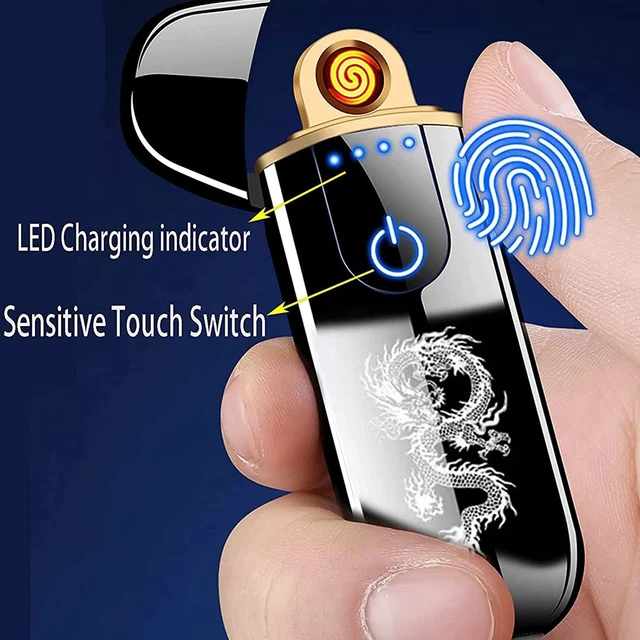Alt view image 10 of 12 - Electric Lighter, Smart USB Rechargeable, Mini Touch Ignition Windproof Flameless Plasma Lighter with Battery Indicator for Men Father Gifts (Pure Black)
