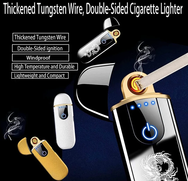 Alt view image 9 of 12 - Electric Lighter, Smart USB Rechargeable, Mini Touch Ignition Windproof Flameless Plasma Lighter with Battery Indicator for Men Father Gifts (Pure Black)
