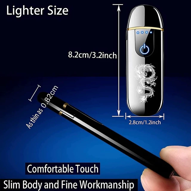 Alt view image 12 of 12 - Electric Lighter, Smart USB Rechargeable, Mini Touch Ignition Windproof Flameless Plasma Lighter with Battery Indicator for Men Father Gifts (Pure Black)
