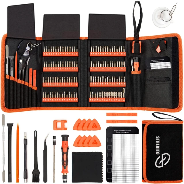Alt view image 8 of 14 - Precision Screwdriver Set 142-Piece Electronic Repair Tool Kit with Torx T5 T6 T8 T15, Triwing Y000, Star P5, Gamebit, Tech Toolkit for Computer, Laptop, iPhone, Nintendo, PS5, Ring, Orange