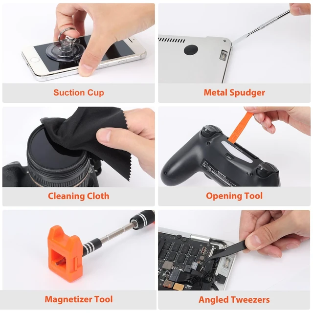 Alt view image 12 of 14 - Precision Screwdriver Set 142-Piece Electronic Repair Tool Kit with Torx T5 T6 T8 T15, Triwing Y000, Star P5, Gamebit, Tech Toolkit for Computer, Laptop, iPhone, Nintendo, PS5, Ring, Orange