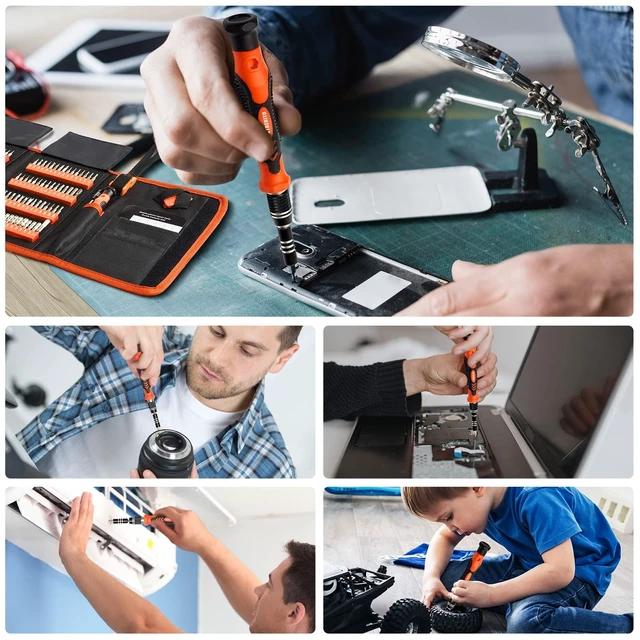 Alt view image 13 of 14 - Precision Screwdriver Set 142-Piece Electronic Repair Tool Kit with Torx T5 T6 T8 T15, Triwing Y000, Star P5, Gamebit, Tech Toolkit for Computer, Laptop, iPhone, Nintendo, PS5, Ring, Orange