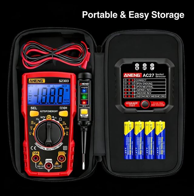 Alt view image 14 of 14 - Electrical Test Kit with Digital Multimeter,Non Contact Voltage Tester,Outlet Tester,Auto-Ranging AC/DC Voltage,Current,Continuity,Resistance, Frequency,Breakpoint Finder,DIY Household Tools