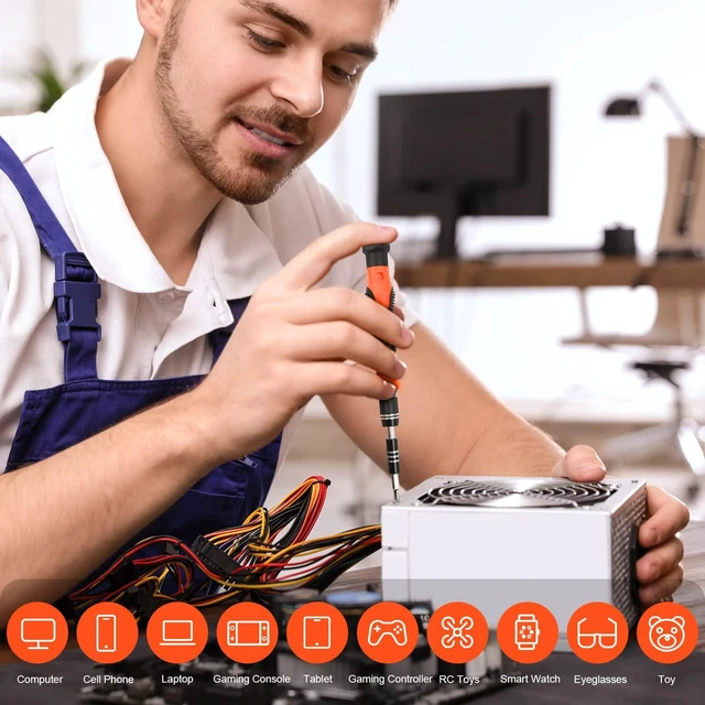 Alt view image 14 of 14 - Precision Screwdriver Set 142-Piece Electronic Repair Tool Kit with Torx T5 T6 T8 T15, Triwing Y000, Star P5, Gamebit, Tech Toolkit for Computer, Laptop, iPhone, Nintendo, PS5, Ring, Orange