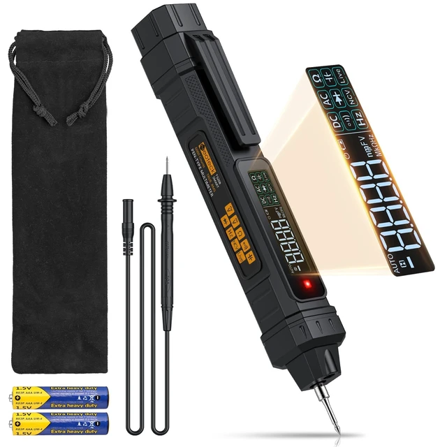 Alt view image 8 of 14 - 2 in 1 Pen Type Digital Multimeter Non-Contact Voltage Tester 6000 Counts Intelligent Multimeter with LCD Display for AC/DC Voltage Resistance Diode Continuity Capacitance Frequency