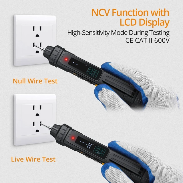 Alt view image 10 of 14 - 2 in 1 Pen Type Digital Multimeter Non-Contact Voltage Tester 6000 Counts Intelligent Multimeter with LCD Display for AC/DC Voltage Resistance Diode Continuity Capacitance Frequency
