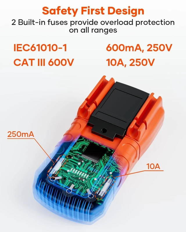 Alt view image 10 of 14 - MS8233D Multimeter 6000 Counts Digital Multimeter DC AC Volt Meter Ohm Volt Amp Tester Measures Voltage Current Resistance Capacitance Continuity Diode Duty-Cycle Frequency NCV Live Wire Test