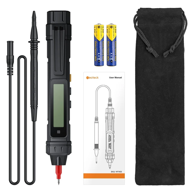 Alt view image 14 of 14 - 2 in 1 Pen Type Digital Multimeter Non-Contact Voltage Tester 6000 Counts Intelligent Multimeter with LCD Display for AC/DC Voltage Resistance Diode Continuity Capacitance Frequency