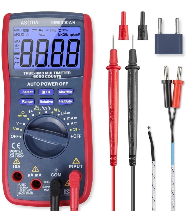 Alt view image 8 of 14 - Digital Multimeter and Analyzer TRMS 6000 Counts Volt Meter Ohmmeter Auto-Ranging Tester; Accurately Measures Voltage Current Resistance Diodes Continuity Duty-Cycle Capacitance Temperature