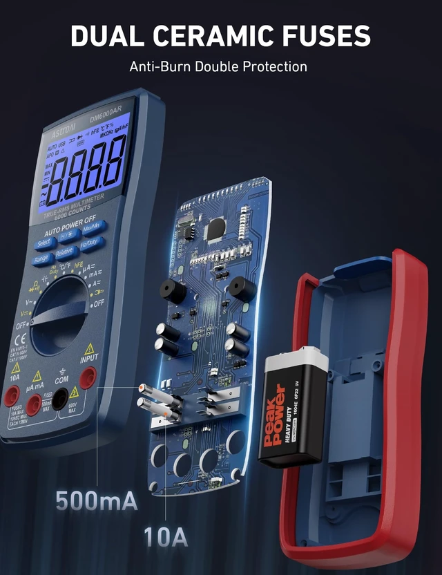 Alt view image 12 of 14 - Digital Multimeter and Analyzer TRMS 6000 Counts Volt Meter Ohmmeter Auto-Ranging Tester; Accurately Measures Voltage Current Resistance Diodes Continuity Duty-Cycle Capacitance Temperature
