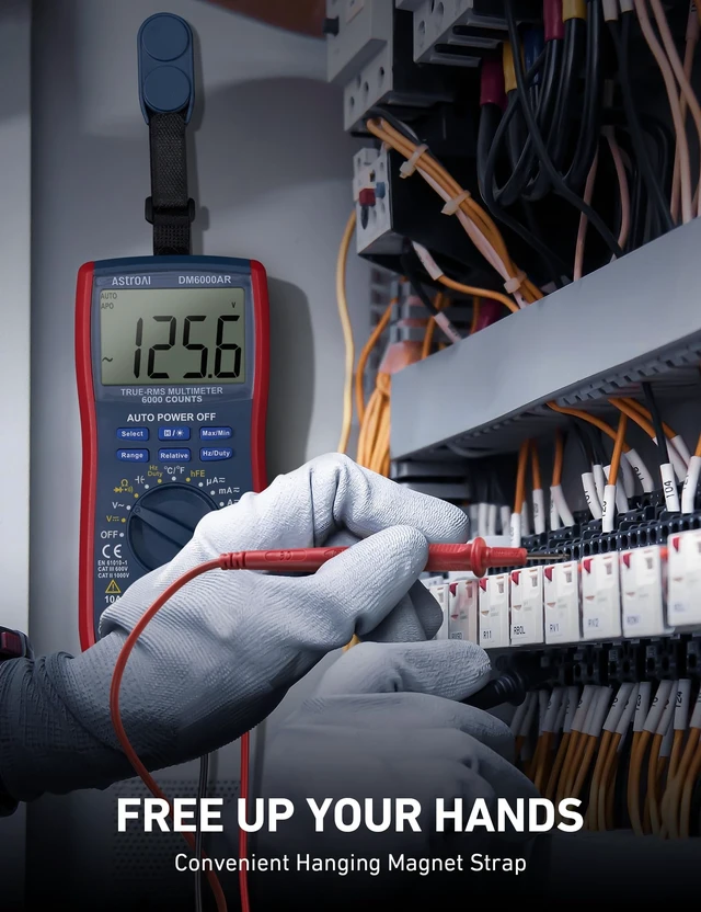 Alt view image 13 of 14 - Digital Multimeter and Analyzer TRMS 6000 Counts Volt Meter Ohmmeter Auto-Ranging Tester; Accurately Measures Voltage Current Resistance Diodes Continuity Duty-Cycle Capacitance Temperature