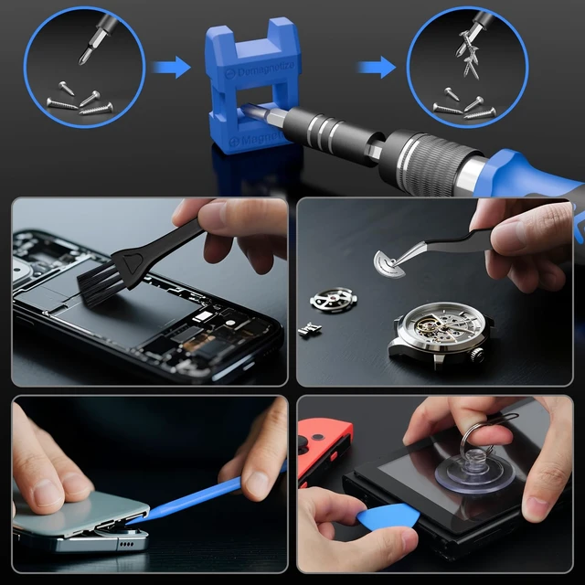 Alt view image 13 of 14 - Electronics Precision Screwdriver Sets 142-Piece with 120 Bits Magnetic Repair Tool Kit for iPhone, MacBook, Computer, Laptop, PC, Tablet, PS4, Xbox, Nintendo, Game Console