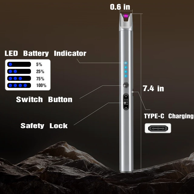 Alt view image 8 of 12 - 8 Pack Electric Candle Lighter Rechargeable USB Lighters Flameless Windproof Plasma Arc Lighters with Safety Lock Long Lighter for Candle BBQ Camping Birthday Party