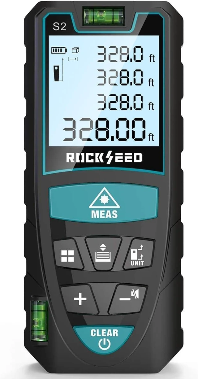 Alt view image 8 of 14 - Laser Measure,RockSeed Digital Laser Distance Meter with 2 Bubble Levels,Portable M/in/Ft Unit Switching Backlit LCD and Measuring Distance/Area/Volume/Pythagorean