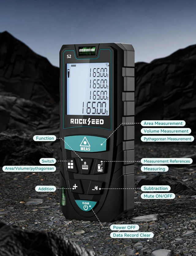 Alt view image 12 of 14 - Laser Measure,RockSeed Digital Laser Distance Meter with 2 Bubble Levels,Portable M/in/Ft Unit Switching Backlit LCD and Measuring Distance/Area/Volume/Pythagorean