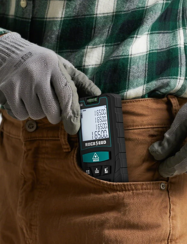 Alt view image 13 of 14 - Laser Measure,RockSeed Digital Laser Distance Meter with 2 Bubble Levels,Portable M/in/Ft Unit Switching Backlit LCD and Measuring Distance/Area/Volume/Pythagorean