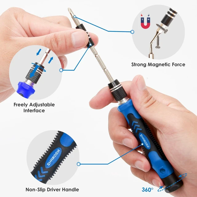 Alt view image 10 of 14 - Precision Screwdriver Set, 122 in 1 Electronics Magnetic Repair Tool Kit with Case for Repair Computer, PC, Cellphone, Game Console, Watch, Eyeglasses etc (Blue)