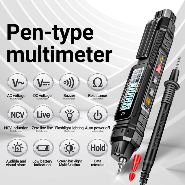 Alt view image 9 of 14 - Pen Type Digital Multimeter 4000Count AC/DC Voltage Tester, Professional Current Meter, Non-Contact Voltmeter Sensor,Live Wire Detection,Resistance, Continuity, Capacitance, and Diode Testing