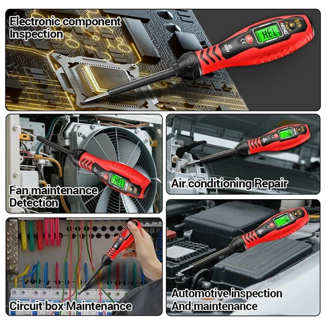 Alt view image 14 of 14 - Voltage Tester with Screwdriver Electrical Tester Tool Non Contact Voltage Detector Dual Range AC 11V/30V-1000V,Live/Null Wire Electric Tester with LCD Display,Buzzer Alarm,Breakpoint Finder