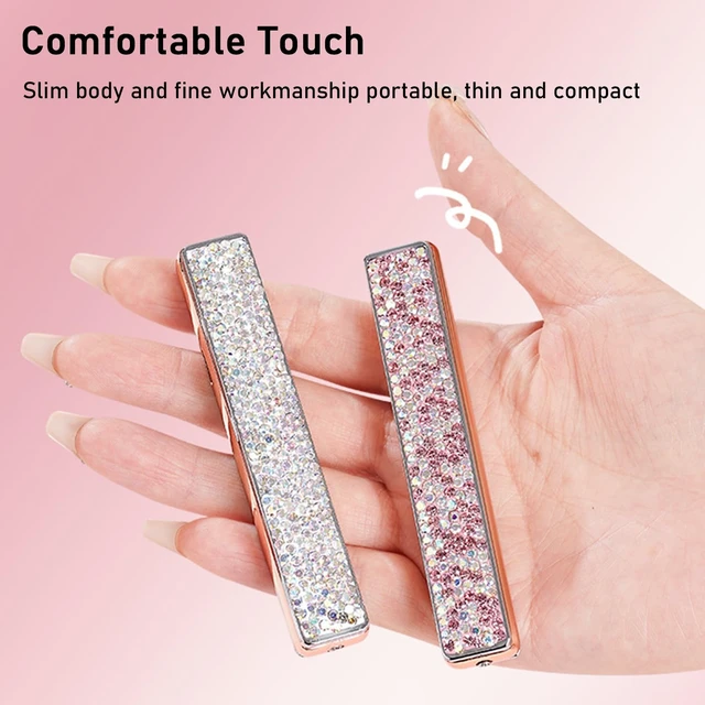 Alt view image 12 of 14 - Electric Lighter, Luxury Bling Rhinestone Type-C Rechargeable Lighters with Pull-Out Ignition, Windproof Flameless Thickened Tungsten Ignition Electronic Lighter for Girls, Women Gifts-Silver