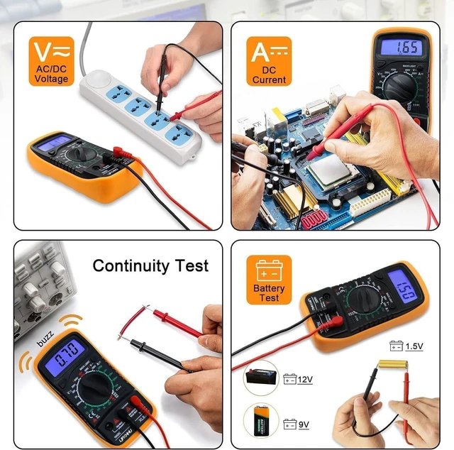 Alt view image 11 of 14 - Digital Multimeter Voltmeter Battery Voltage Multi Tester Continuity Ohm Volt Amp DC AC Current Resistance Diodes 2000 Counts Electrical Test Meter with Leads Backlight LCD Display
