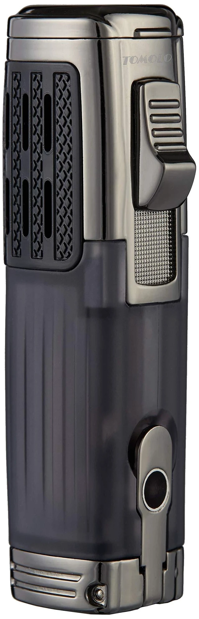 Alt view image 8 of 12 - Cigar Lighter Triple Jet Flame Torch Lighter Refillable Butane Lighter with Cigar Punch, 2 Pack, Charcoal