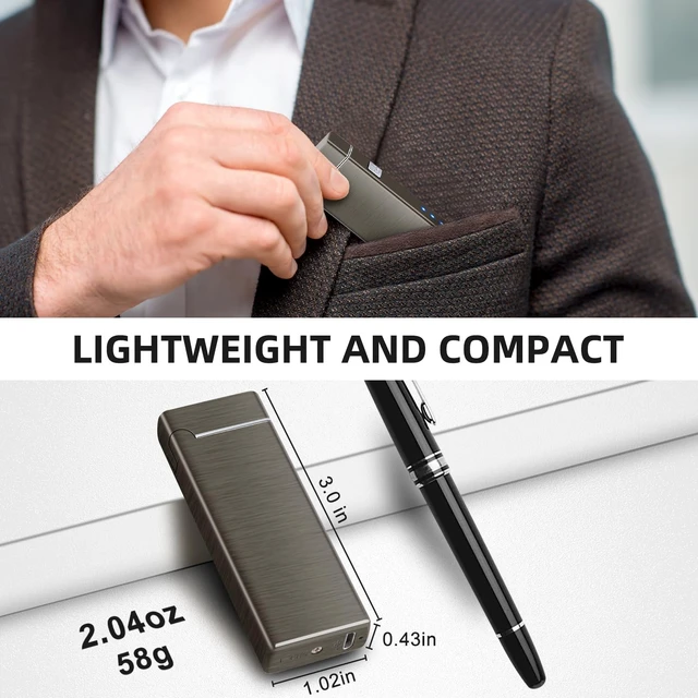 Alt view image 11 of 14 - Electric Lighter USB Rechargeable Plasma Lighters Cool Pocket Lighter Men | Windproof Dual Arc, Battery Indicator, Christmas Stocking Stuffers, Birthday Gifts for Men Father Husband (Gunmetal Gray)