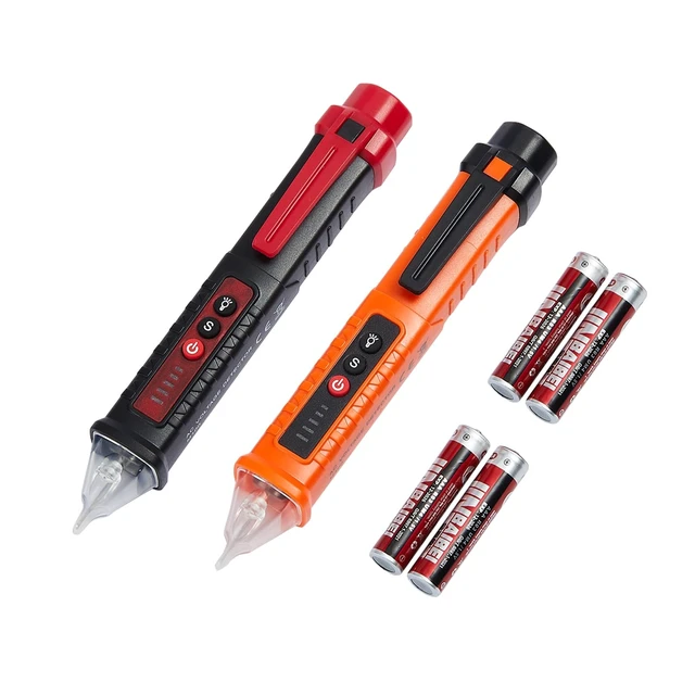 Alt view image 8 of 14 - 2 Pack Non-Contact Voltage Detector, Voltage Tester Electrical Tester, AC 12V/48V/70V-1000V, Wire Tester with Buzzer Alarm and Flashlight, Wire Breakpoint Finder, Orange & Red