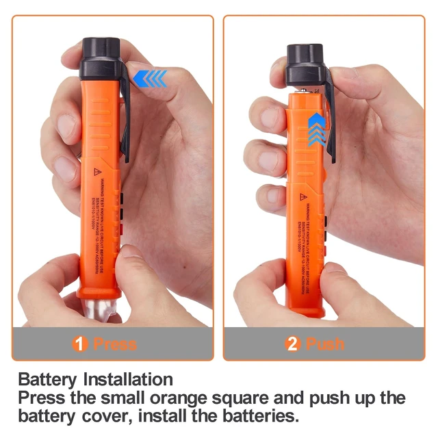 Alt view image 9 of 14 - 2 Pack Non-Contact Voltage Detector, Voltage Tester Electrical Tester, AC 12V/48V/70V-1000V, Wire Tester with Buzzer Alarm and Flashlight, Wire Breakpoint Finder, Orange & Red