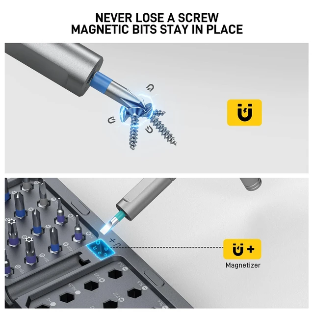 Alt view image 13 of 14 - 42 in 1 Magnetic Ratchet Screwdriver Set, T Handle Ratchet Screwdriver with S2 Steel Bits & Storage Case, Screwdriver Set for Electronics, Bicycle, Furniture, Home DIY
