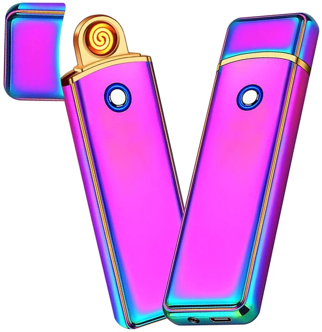 Alt view image 8 of 14 - Electronic USB Rechargeable Lighter - Smart Dual Sided Ignition Windproof Flameless Portable Lightweight Plasma for Indoor Outdoor (Rainbow Ice)