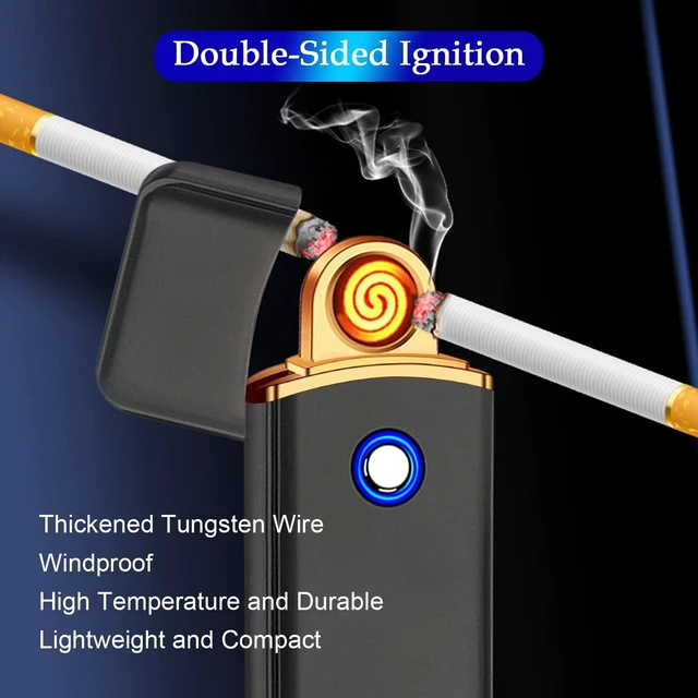 Alt view image 9 of 14 - Electronic USB Rechargeable Lighter - Smart Dual Sided Ignition Windproof Flameless Portable Lightweight Plasma for Indoor Outdoor (Rainbow Ice)