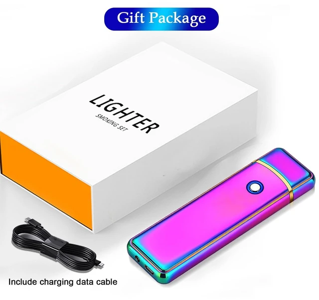 Alt view image 14 of 14 - Electronic USB Rechargeable Lighter - Smart Dual Sided Ignition Windproof Flameless Portable Lightweight Plasma for Indoor Outdoor (Rainbow Ice)