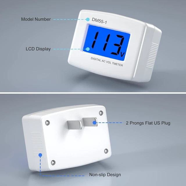 Alt view image 12 of 14 - Flat US Plug AC 80-300V LCD Digital Voltmeter Voltage Measuring Monitor, AC 110V 220V Voltage Panel Power Line Volt Test Monitor Gauge Meter for Household Plug into Outlet to Measure Voltage